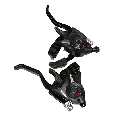 Levier De Vitesse/manette P2R VTT 3x8 Vitesses - Noir Alu, Pour Frein V-Brake, Compatible Shimano