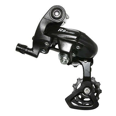 Microshift DERAILLEUR ROUTE ARRIERE 8-9V. CHAPE COURTE A VIS (COMPATIBLE SHIMANO)