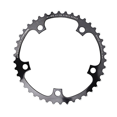 Spécialités TA PLATEAU ROUTE 5BRA D.130 ALIZE INTERIEUR NOIR ALU 7075 TYPE SHIMANO 8-9-10V.