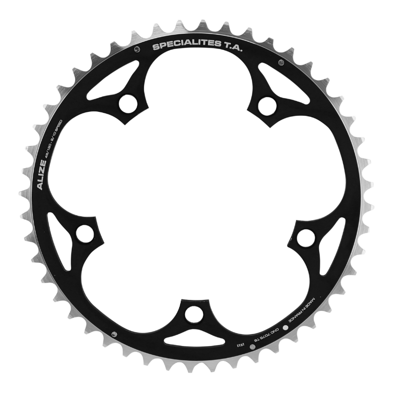 Spécialités TA PLATEAU ROUTE 5BRA D.130 ALIZE EXTERIEUR NOIR ALU 7075 TYPE SHIMANO 8-9-10V.