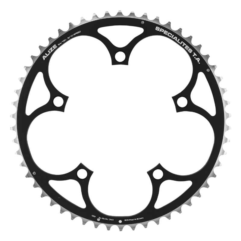 Spécialités TA PLATEAU ROUTE 5BRA D.130 ALIZE EXTERIEUR NOIR ALU 7075 TYPE SHIMANO 8-9-10V.