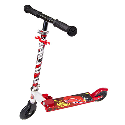 Draisienne TROTTINETTE ENFANT DISNEY 2 ROUES CARS ROUGE ACIER PLIABLE ET REGLABLE AVEC FREIN ROUE ARRIERE