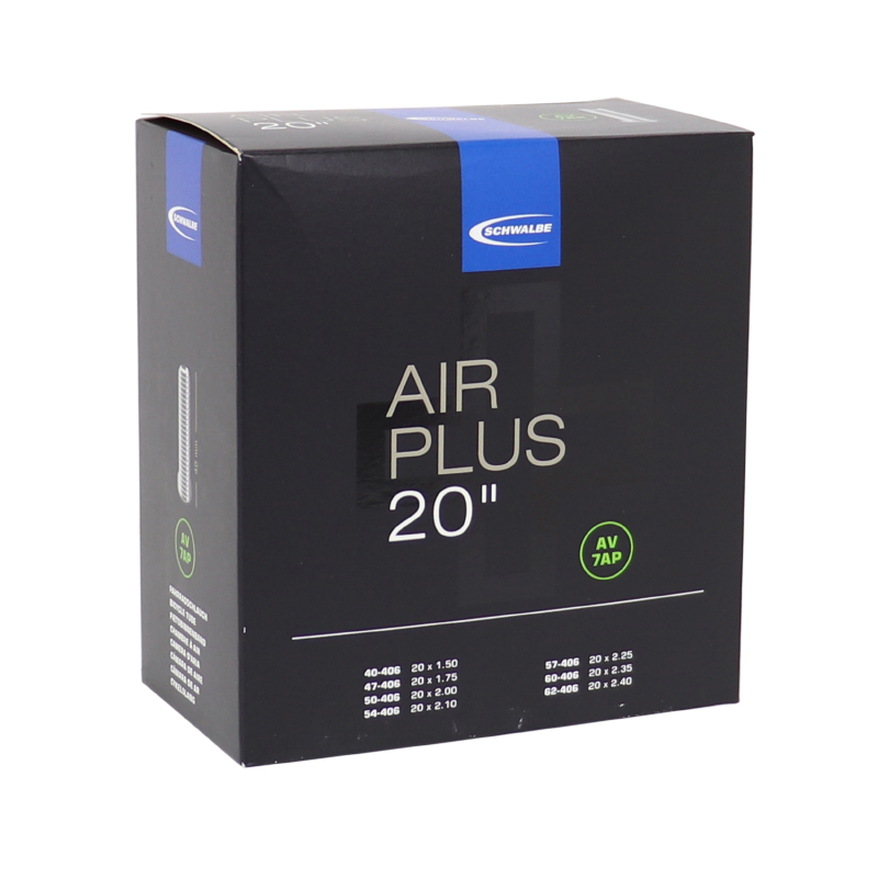 Schwalbe CHAMBRE A AIR VELO 20 x 1.50-2.35 AIR PLUS RENFORCE VALVE STANDARD (40-406 à 54-428) (AV7AP