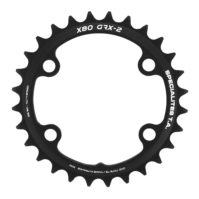 Spécialités TA PLATEAU GRAVEL 4BRA D.80 POUR SHIMANO GRX DOUBLE X80 INTERIEUR NOIR 10-11V.