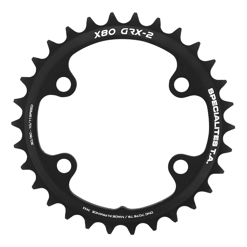 Spécialités TA PLATEAU GRAVEL 4BRA D.80 POUR SHIMANO GRX DOUBLE X80 INTERIEUR NOIR 10-11V.