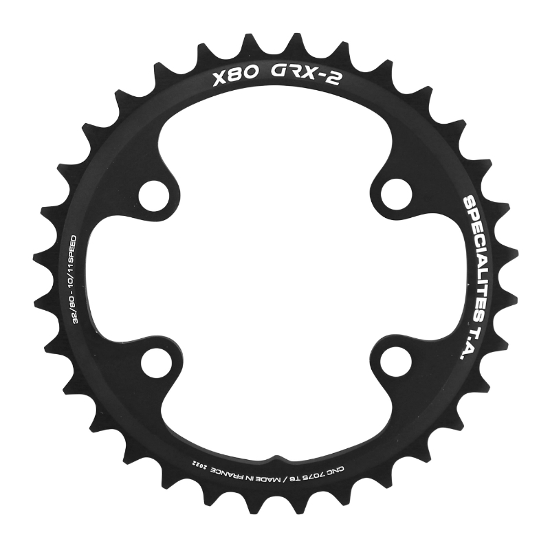 Spécialités TA PLATEAU GRAVEL 4BRA D.80 POUR SHIMANO GRX DOUBLE X80 INTERIEUR NOIR 10-11V.