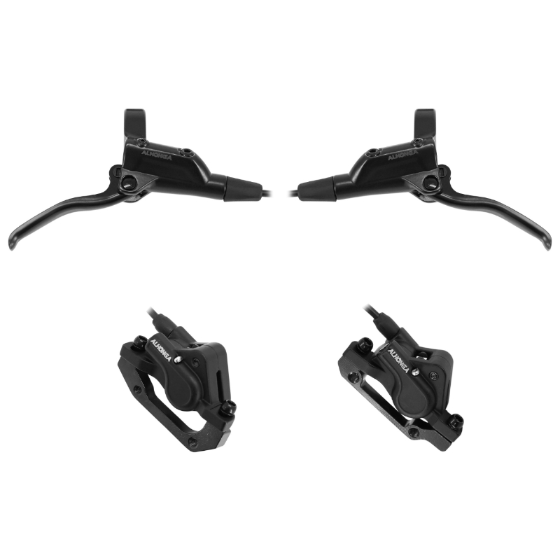 FREIN A DISQUE VTT HYDRAULIQUE ALHONGA NOIR KIT AVANT (800mm) + ARRIERE (1500mm) SANS DISQUE