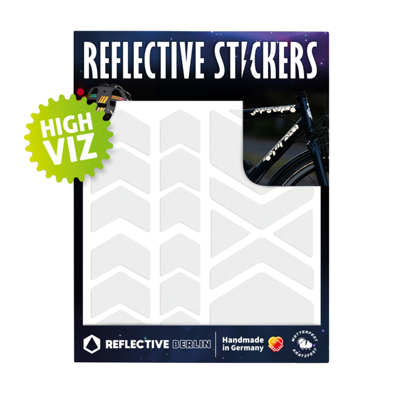 Stickers Réfléchissants Vélo Casque – Flèche Chevron Noir – REFLECTIVE BERLIN