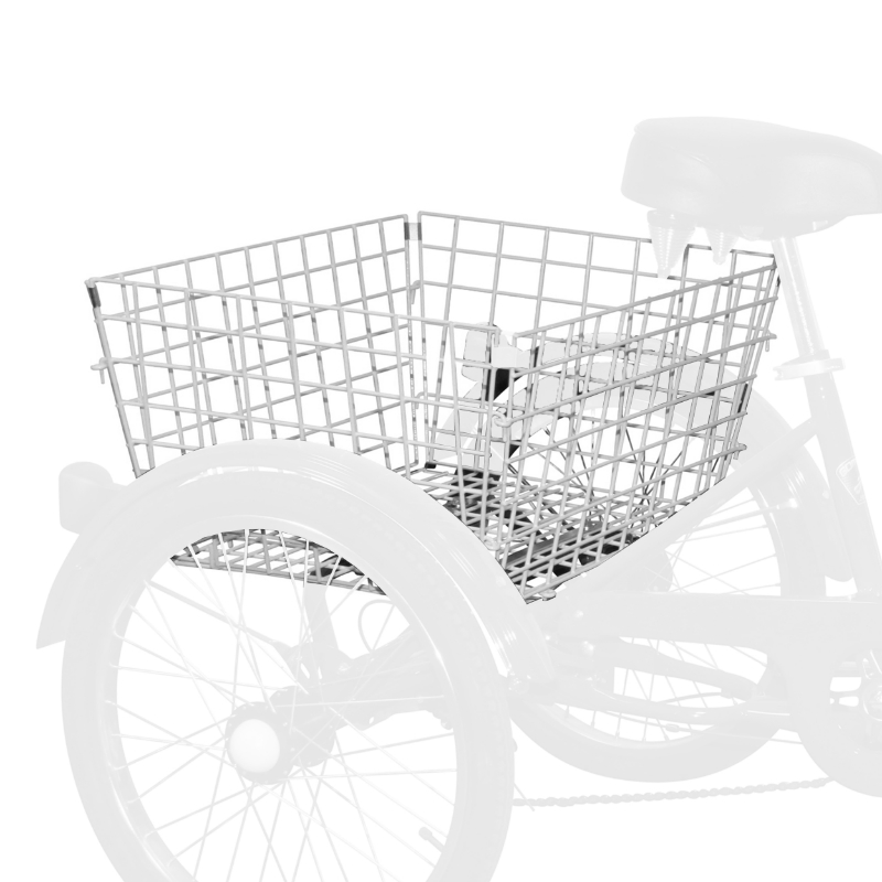Panier Arrière Pliable Pour Tricycle Aaiwa - Acier Blanc - Grande Capacité
