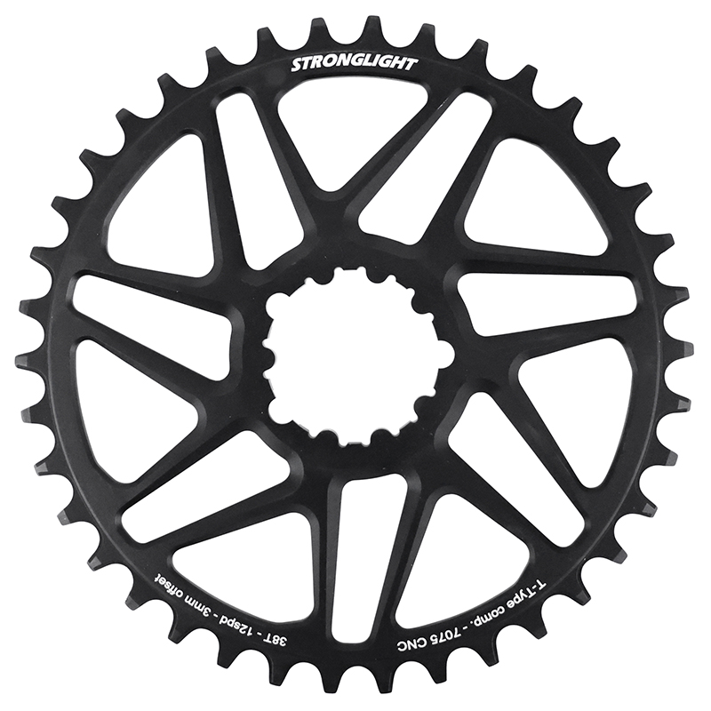 PLATEAU VTT DIRECT MOUNT POUR SRAM SX-NX-GX STRONGLIGHT MONO ALU NOIR 38DTS - EPAISSEUR 3mm 12V.