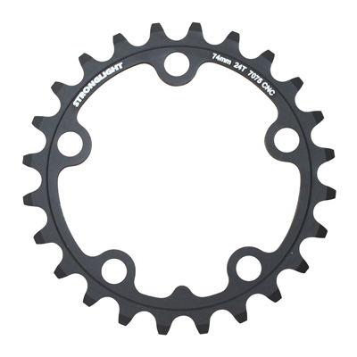 Plateau Triple Stronglight 24 Dents (Ø 74mm) Alu 7075 Noir Pour Route 9-10v