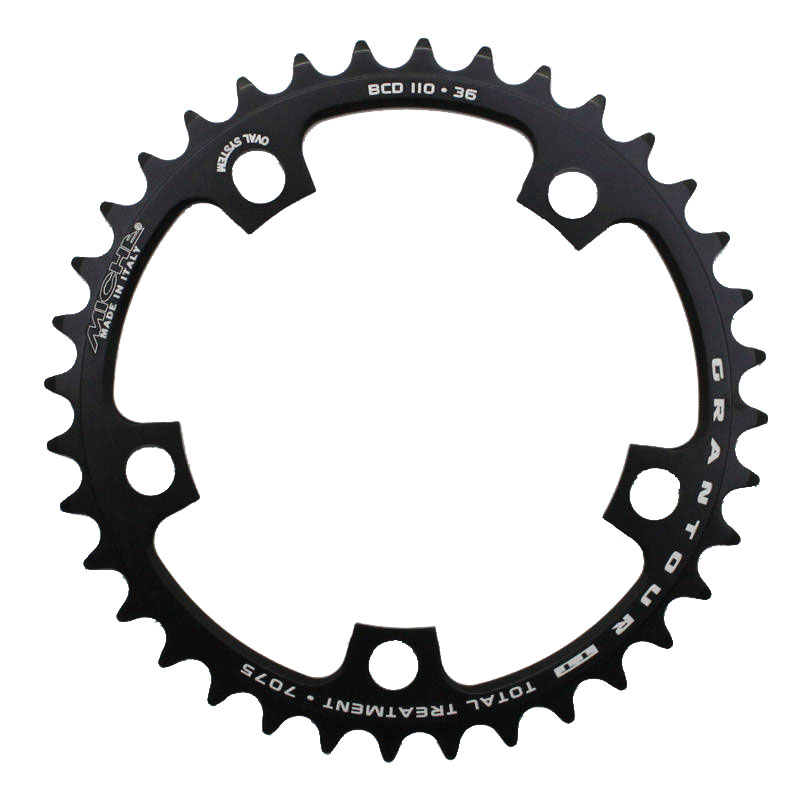 Miche PLATEAU ROUTE 5BRA D.110 36DTS INTERIEUR TYPE SHIMANO ET CAMPAGNOLO ALU NOIR 9-10V.