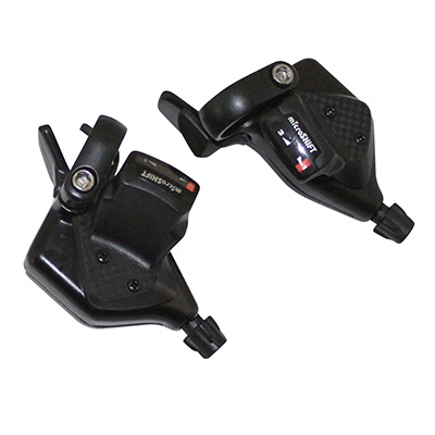 Levier-manette VTT P2R 3x8V Alu Noir – Compatible Shimano, Pour Freins V-Brake
