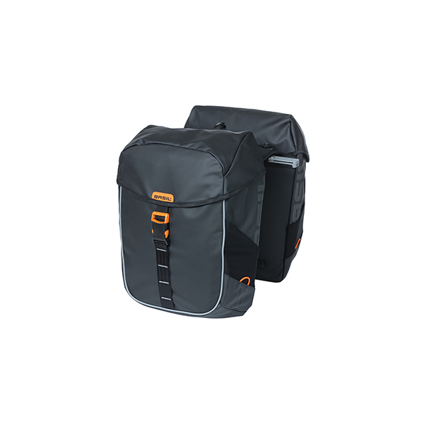 Sacoche Arrière Vélo Double Basil Miles Waterproof 32L – Noir Liseret Jaune – NEUVE